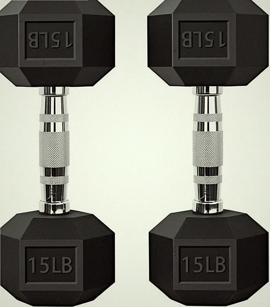 Barbell Coated Super Rubber Hex Dumbbell Weight-5Lbs to 50LBS