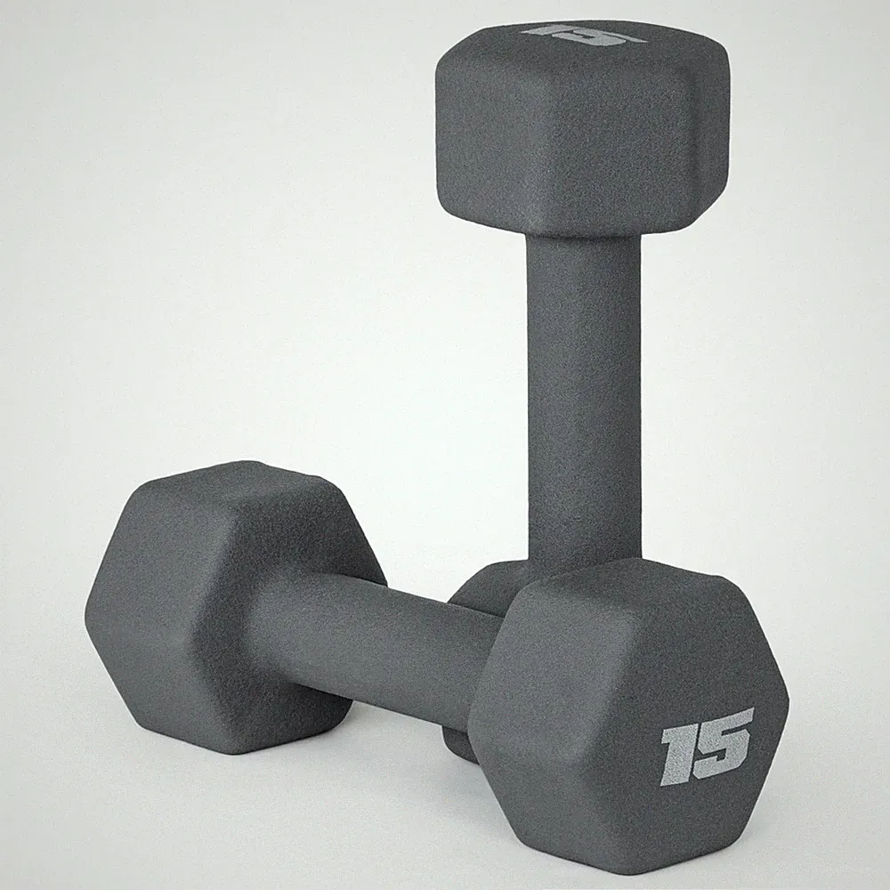 Barbell Neoprene Dumbbell Weights, 15 lb Pair, Ash