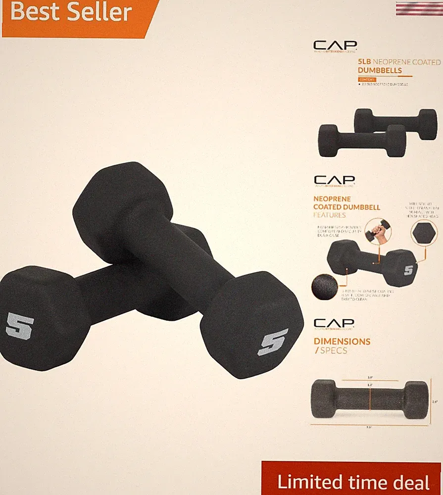 Barbell Neoprene Dumbbell Weights Pairs- 2 x 5 LB