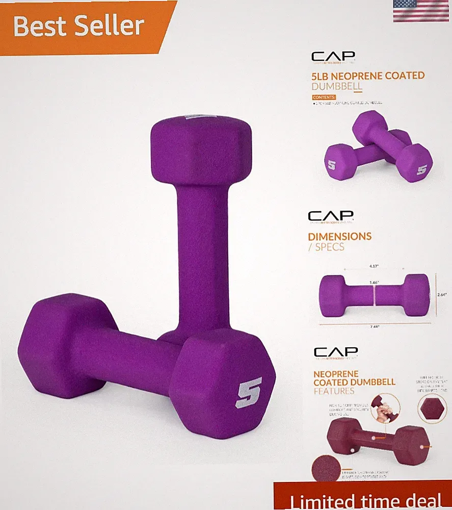 Barbell Neoprene Dumbbell Weights Pairs- 2 X 5LB