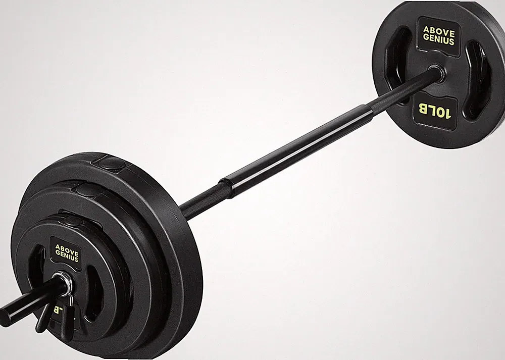 Barbell Weight Set, 45 LB Adjustable Free Weights Bar Set for Home Gym Strength