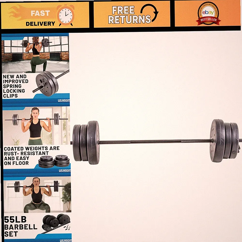 Barbell Weight Set for Home Gym - Essential Strength Training Equipment, USA Mad
