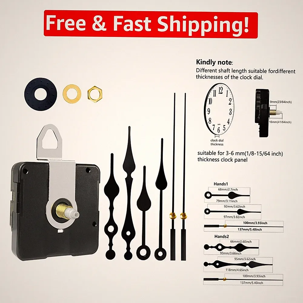 Battery Operated Quiet Clock Mechanism Replacement - Ideal for Home Decor