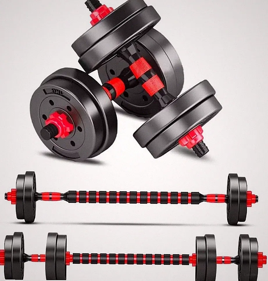 BCBIG 20LB Adjustable Free Weights – Dumbbells to Barbell Compact Set