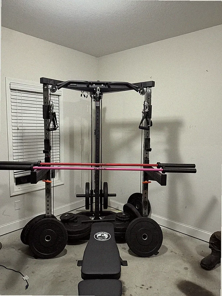 Bells of Steel & Rogue Adjustable Steel Home Gym Power Rack Bench Barbell Plates