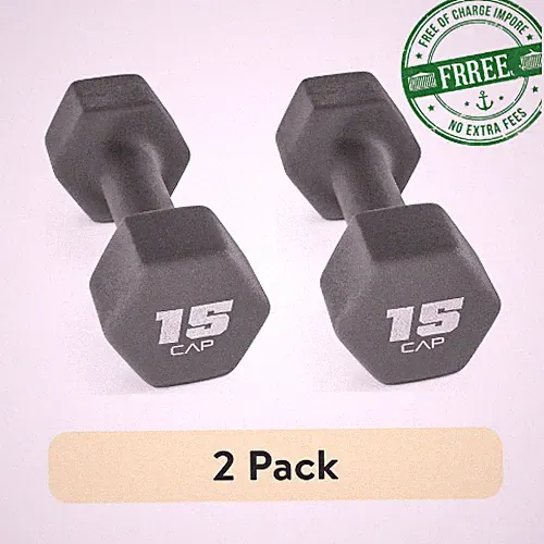 Bestseller! (2 pack) CAP, 15lb Neoprene Dumbbell, Cool Gray, Single Free Ship Us