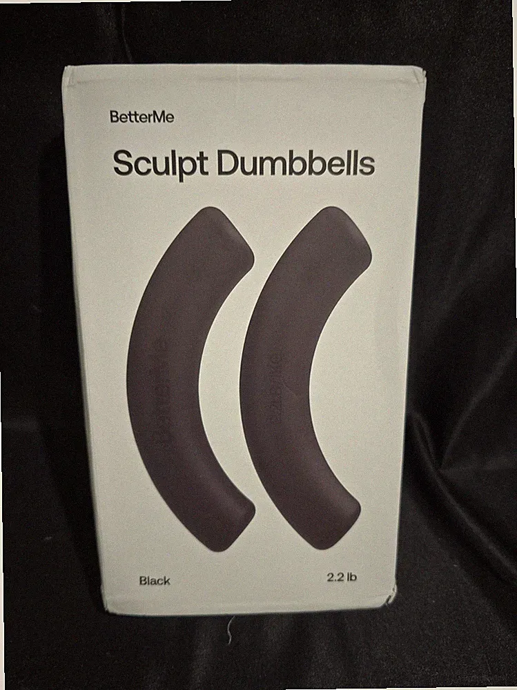 BetterMe Sculpt Dumbbells Black 2.2lb Set Ergonomic Silicone Hand Weights NIB