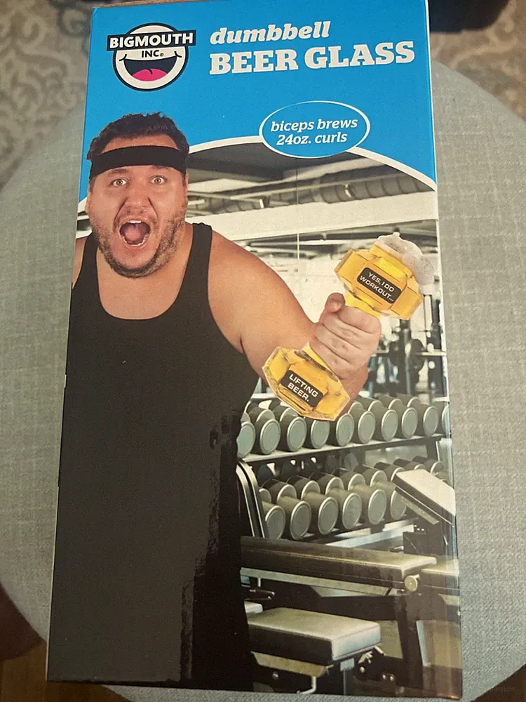Bigmouth Dumbbell/Weights Beer Glass 24 Oz Funny/Gag Gift for Gym/Workout Buddy