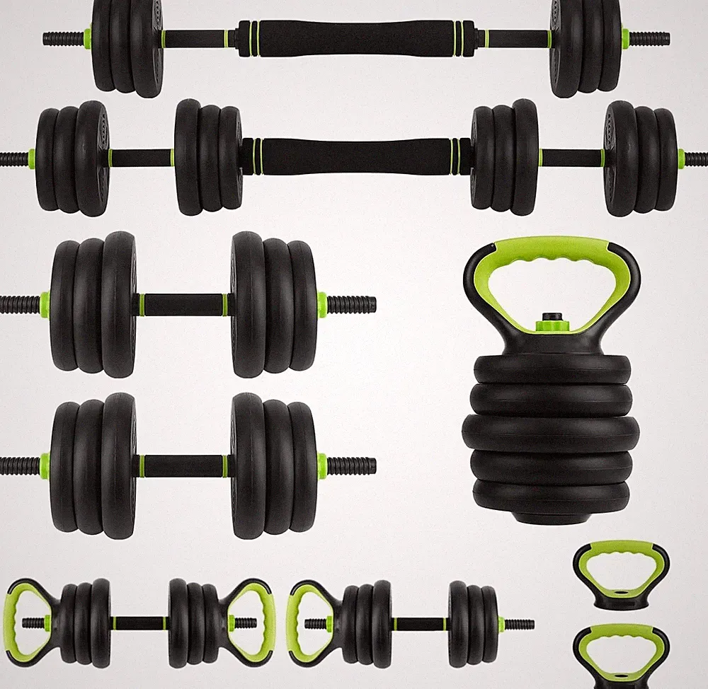 Black 4-in-1 Adjustable Dumbbell Set 44LBS Space Saving for Home Gym Apartment