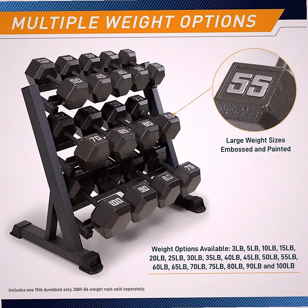 Black Gray Cast Iron Hex Dumbbell, Single Dumbbell, 3/5/10/15/20/25/30/35/40lb
