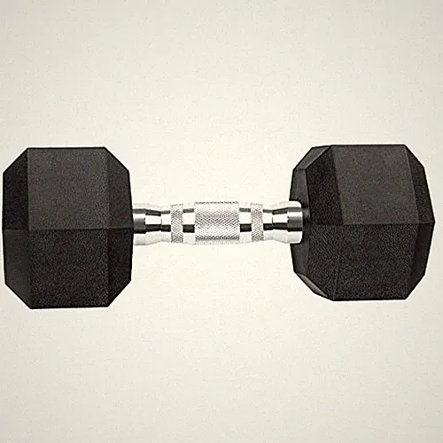 BLACK - GYMENIST HEX DUMBBELLS RUBBER COATED CAST IRON FREE WEIGHTS FOR