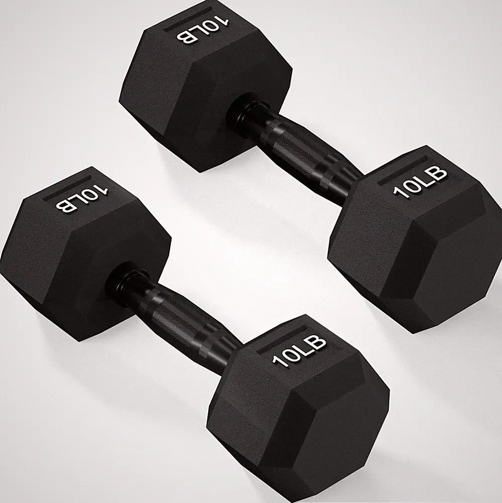 Black Hex Dumbbell for Home Gym, 5/10/15/20/25/30/35/40/45/50LB, Single & Pair