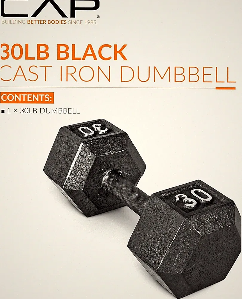 Black Single Dumbbell 10/12/15/20/25/30lb Cast Iron Hex Dumbbell Home Gym Yoga