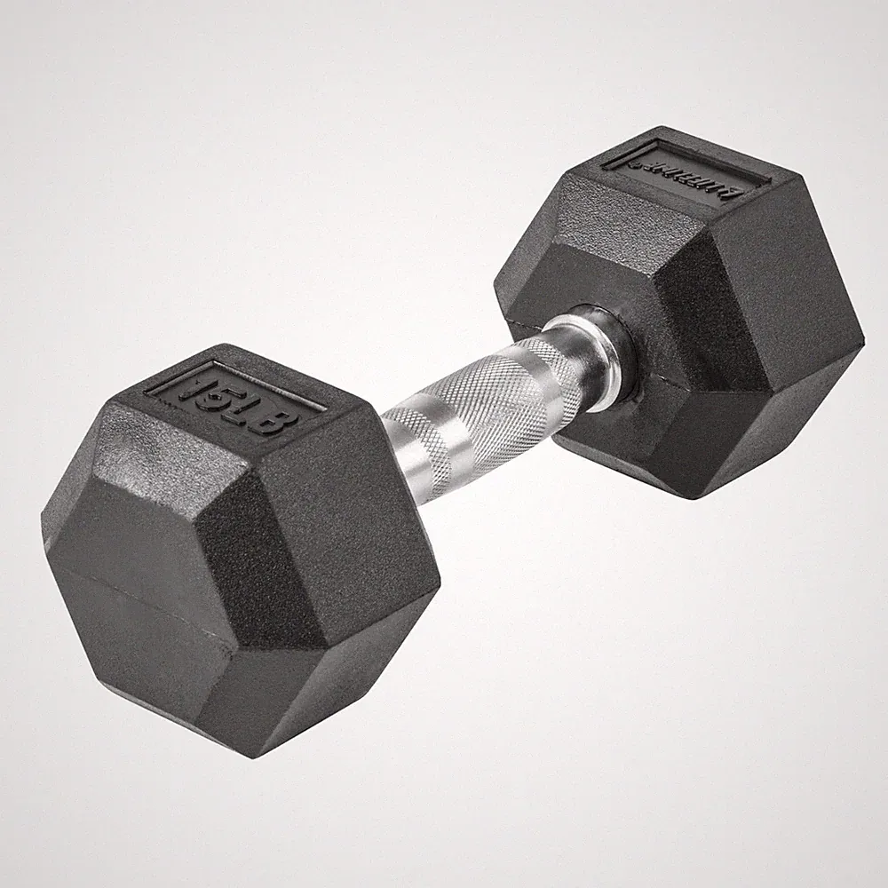Black Single Dumbbell 5/10/15/20 lbs Rubber Hex Dumbbell for Home Gym Training
