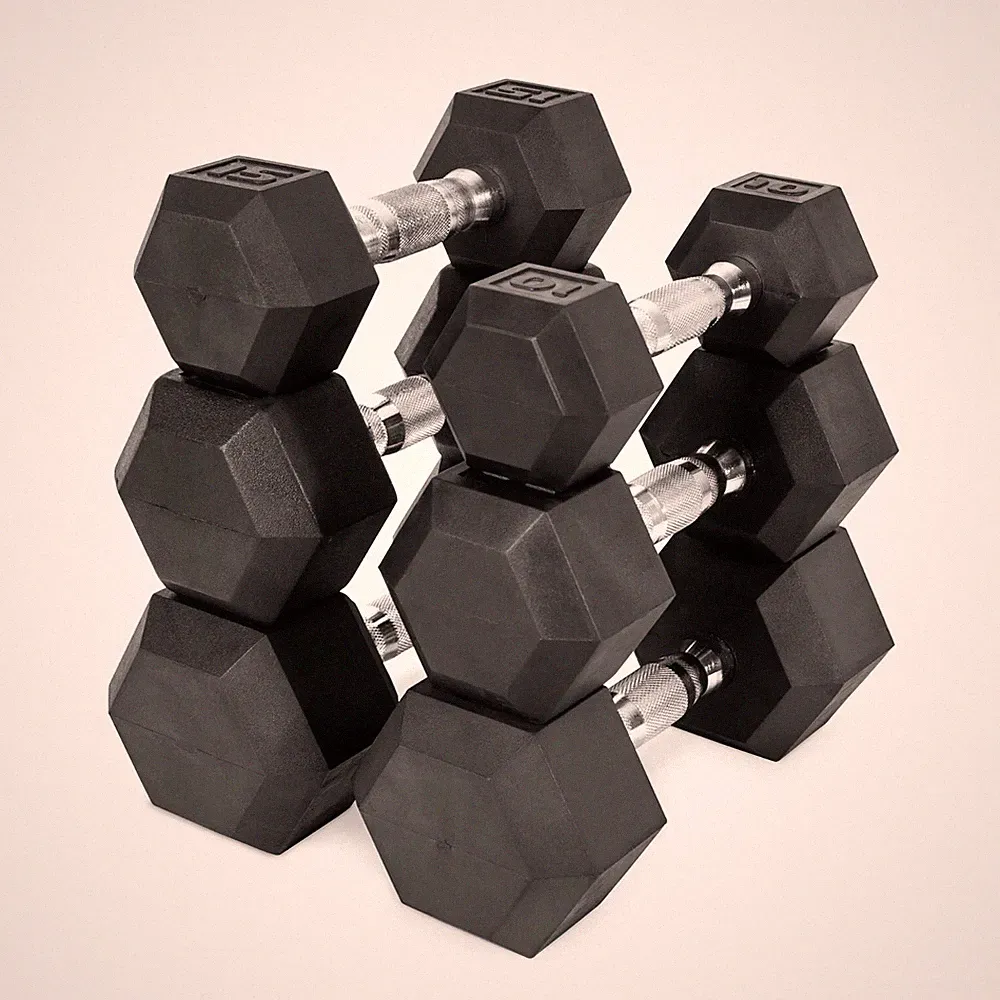 Black Single Dumbbell 8-50lb Rubber Coated Hex Dumbbell for Home Gym Training US