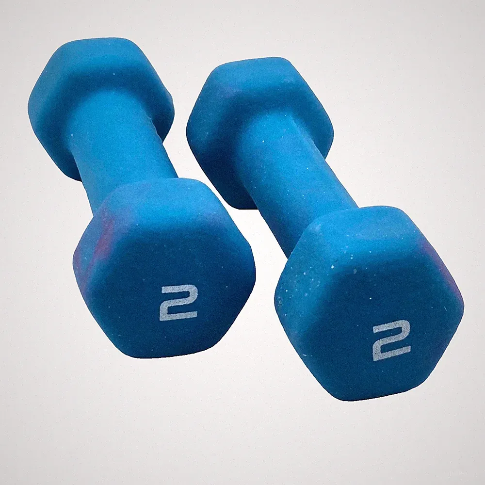 Blue Neoprene Hex Pair 2 Lb Each Dumbbell Hand Weights