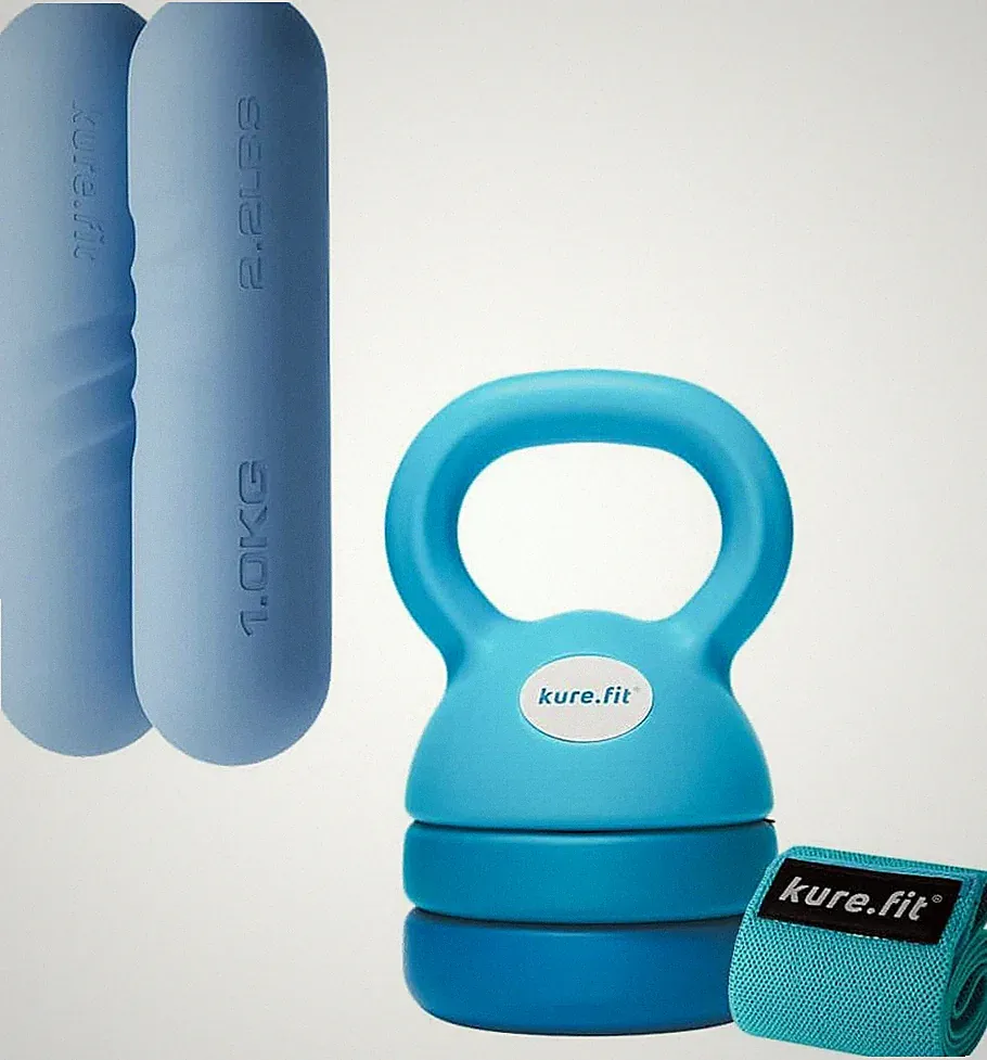 Blue Weight Bars & Adjustable Kettlebell Set (5-12 Lb) for Home Workouts