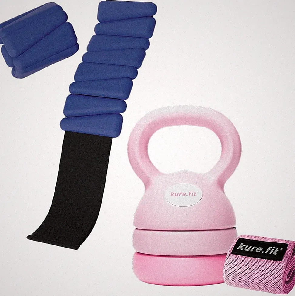 Blue Weights & Pink Kettlebell Set | Perfect for Home Gym Workouts