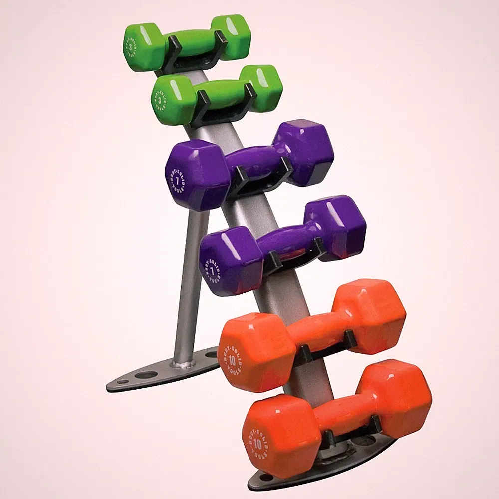 Body-Solid 3 Pair Vinyl Dumbbell Package with Rack