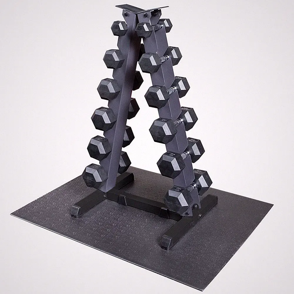Body-Solid 5-30 lb. Rubber Dumbbell Package with Rack
