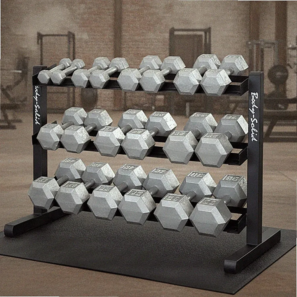 Body-Solid 5-50 lb. Hex Dumbbell Package with Rack