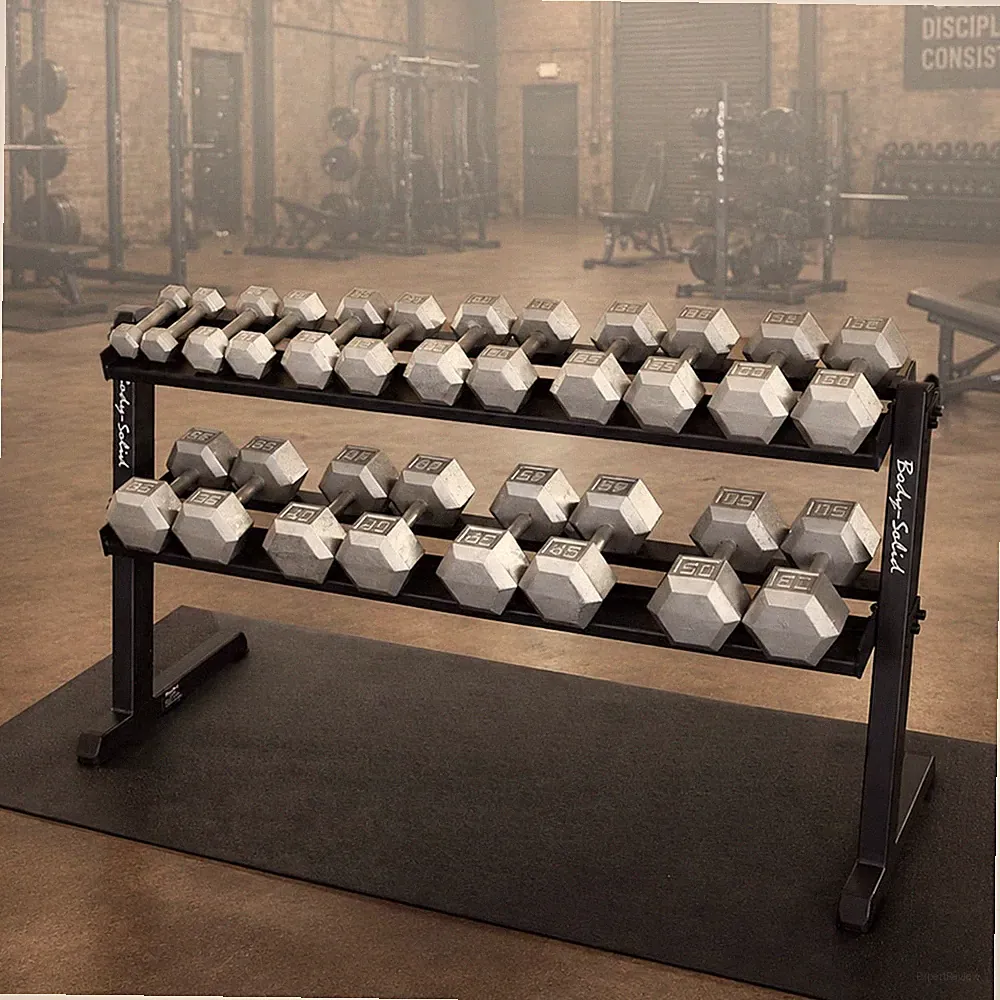 Body-Solid 5-50 lb. Hex Dumbbell Set with GDR60 Commercial Rack