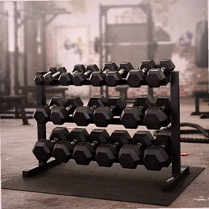 Body-Solid 5-50 lb. Rubber Dumbbell Package with Best Fitness Rack