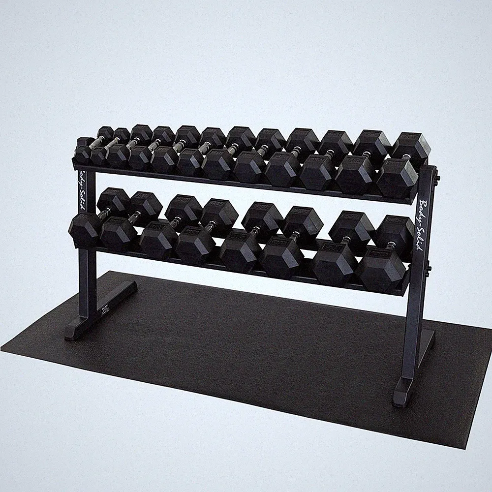 Body-Solid 5-50 lb. Rubber Dumbbell Set with GDR60 Commercial Rack