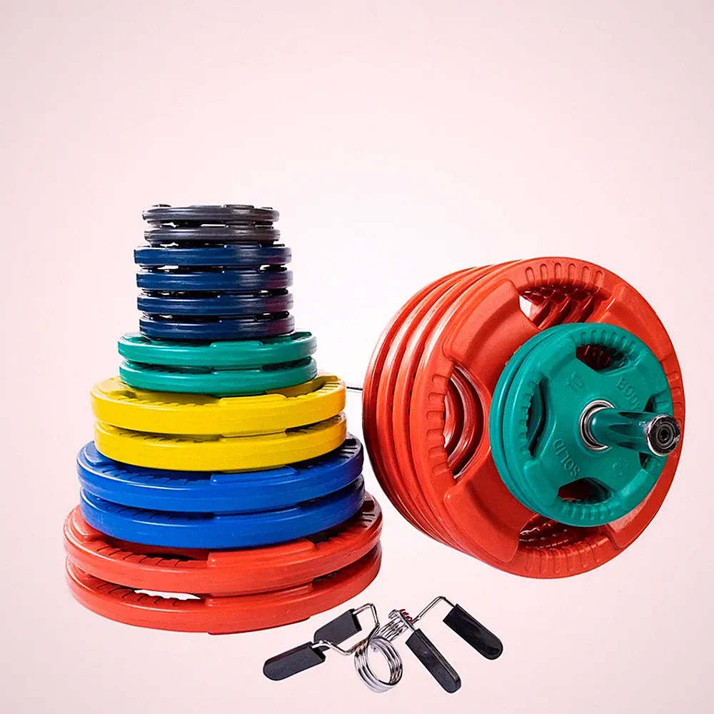 Body Solid 500 lb Colored Rubber Grip Olympic Weight Set with Chrome