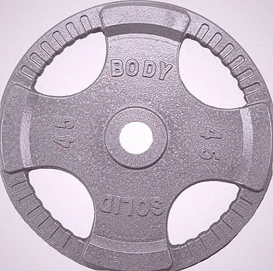 Body Solid Olympic Quad Grip Weight Plate - Cast Iron Barbell Workout Plates