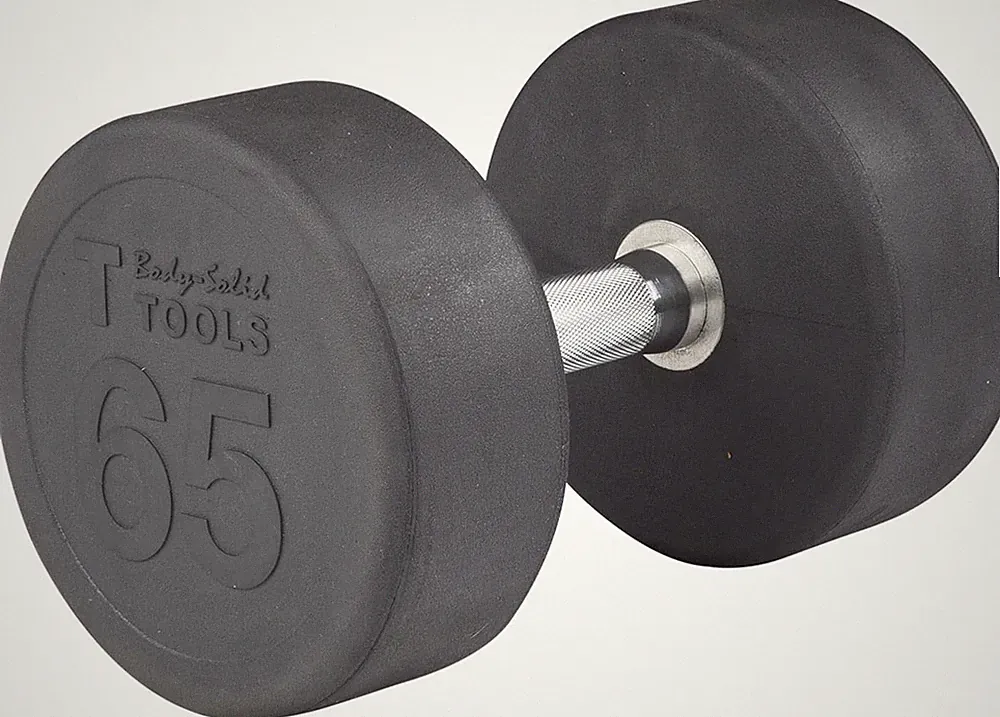 Body-Solid Premium Rubber-Coated Cast Iron Dumbbells with Solid Steel Handles