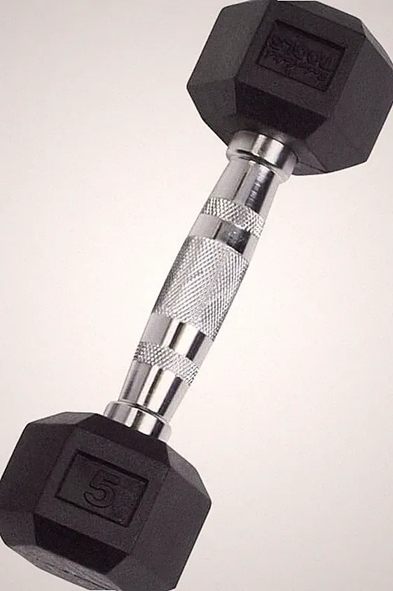 Body-Solid Rubber Coated Hexagon Dumbbells, Hand Weights For Men and Women