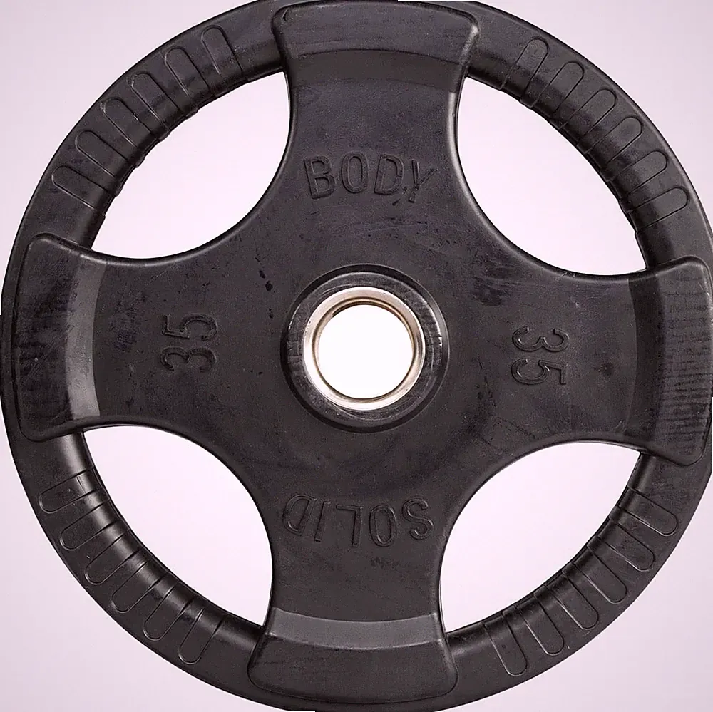 Body-Solid Rubber Coated Olympic Weight Plate (1), with Anti-Slip Grip