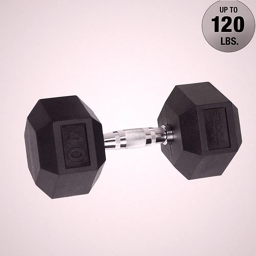 Body-Solid Rubber Hex Dumbbells, from 3 to 120 lb. - sold as singles