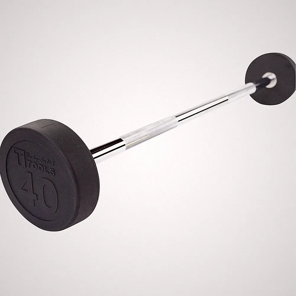 Body-Solid SBB40 Rubber Coated Fixed Weight Barbell 40lb Midnight Black