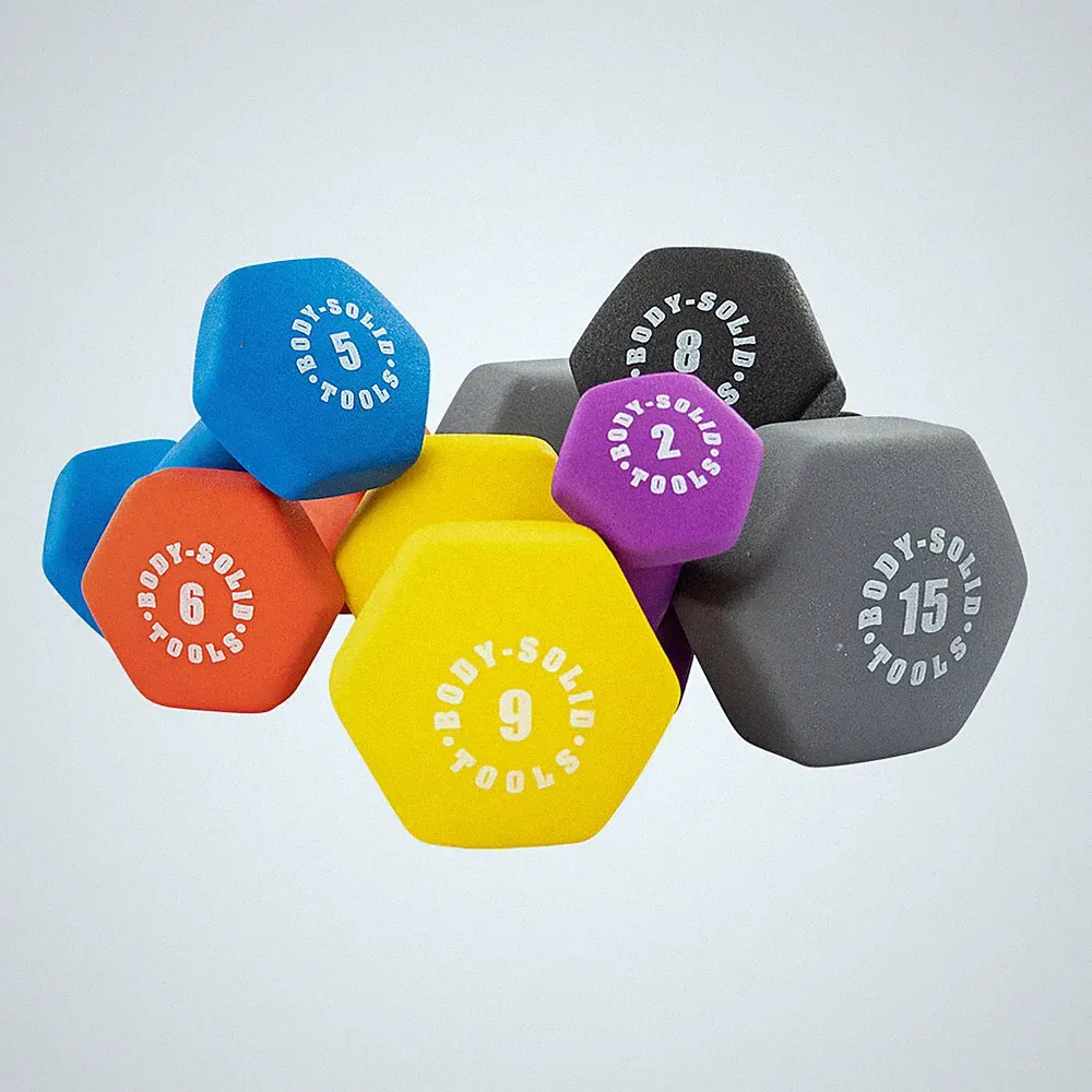 Body-Solid Tools Neoprene Dumbbells, from 1 to 15 lb.