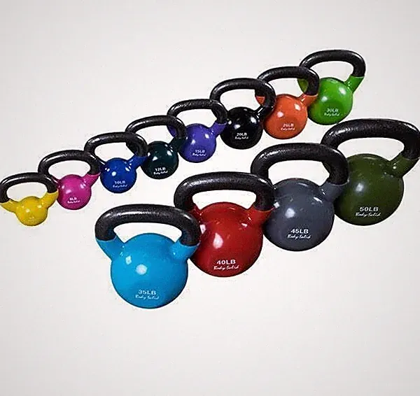 Body-Solid Vinyl Coated Kettlebells with Kettle Grip Handles, Perfect Kettlebell