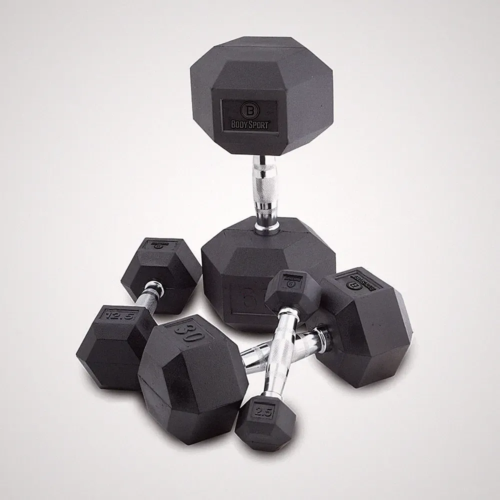 BODY SPORT RUBBER ENCASED HEX DUMBBELL, 2.5 LBS.