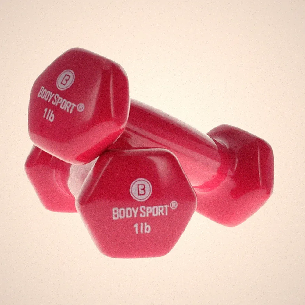 Body Sport Vinyl Coated Dumbbell – Exercises – Strength Training - 1 lb Pair