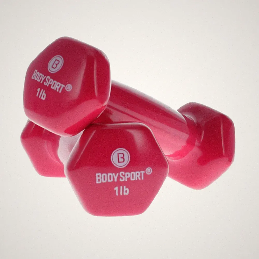 Body Sport Vinyl Coated Dumbbell – Exercises – Strength Training - 1 lb Pair