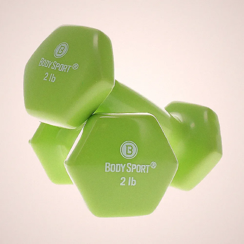 Body Sport Vinyl Coated Dumbbell – Exercises – Strength Training - 2 lb Pair