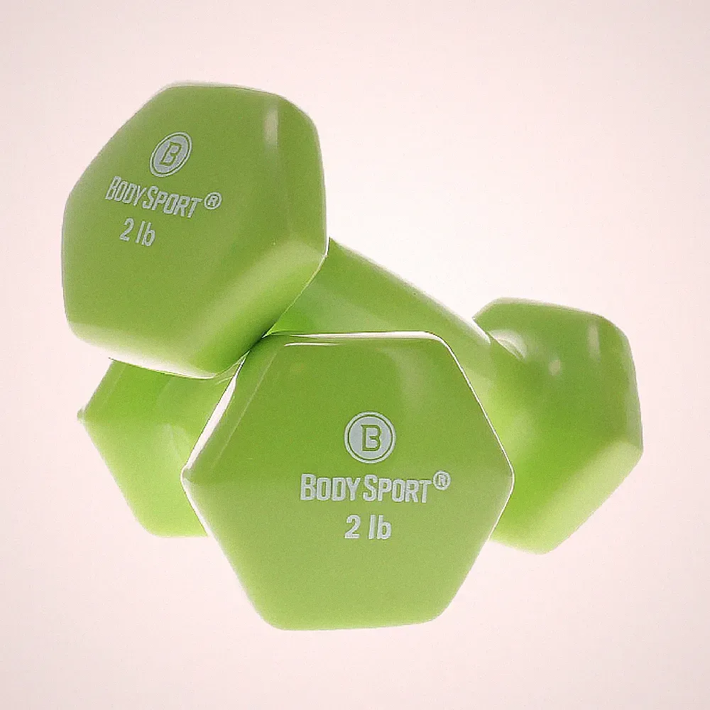 Body Sport Vinyl Coated Dumbbell – Exercises – Strength Training - 2 lb Pair