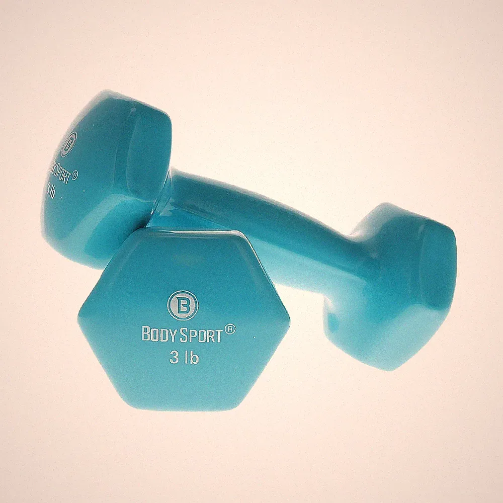Body Sport Vinyl Coated Dumbbell – Exercises – Strength Training - 3 lb Pair