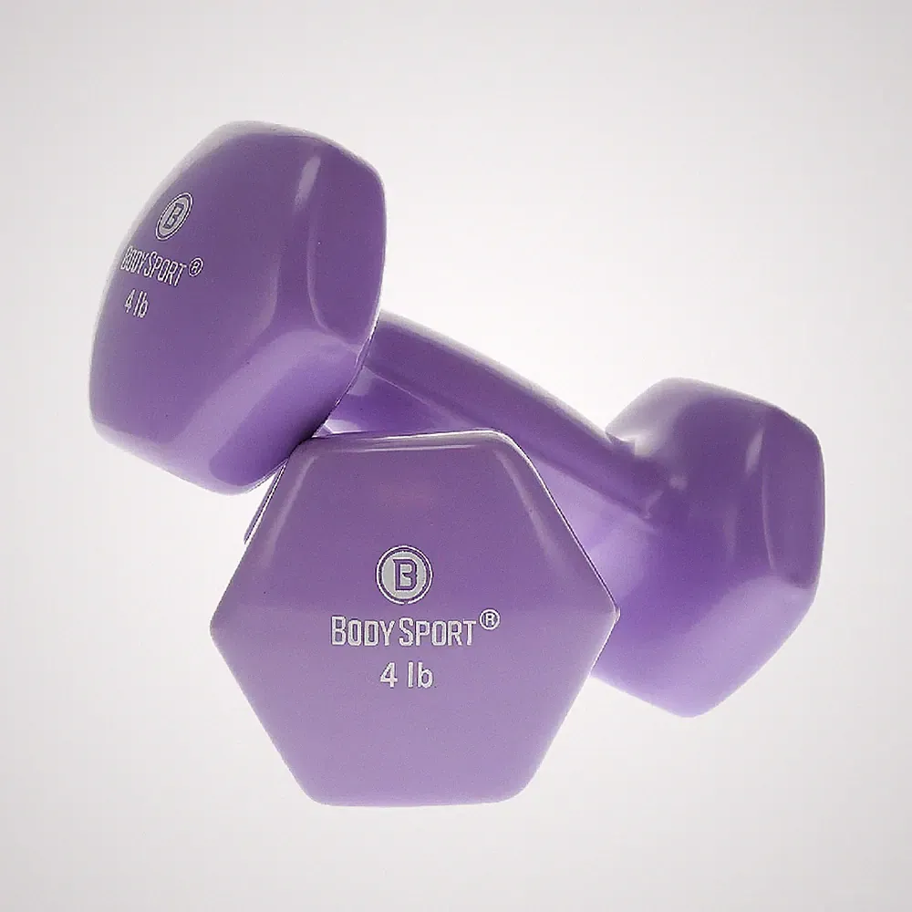 Body Sport Vinyl Coated Dumbbell – Exercises – Strength Training - 4 lb Pair
