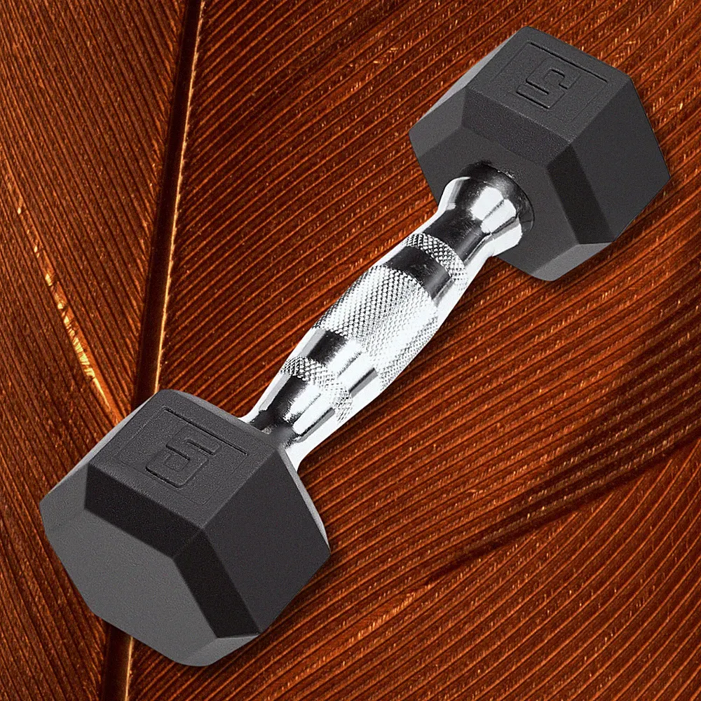 BODYSOLID 5 lb Pair Rubber Coated Hex Dumbbell, SOLD BY EA, FREE SHIPPING