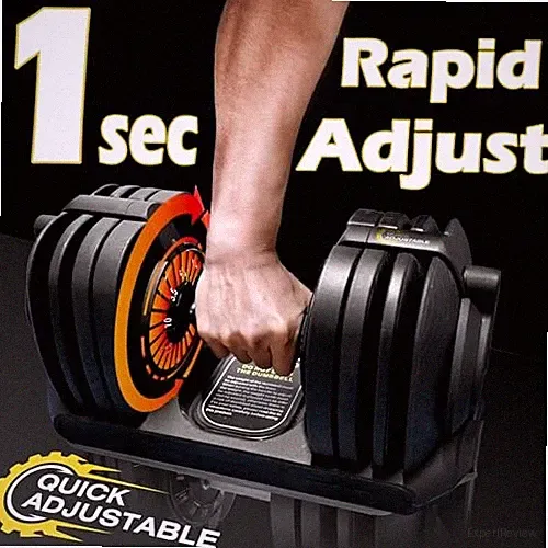 BODYTECH QUICK ADJUSTABLE DUMBBELL SET 88LBS 40KG BLACK ANTI SLIP METAL - BLACK