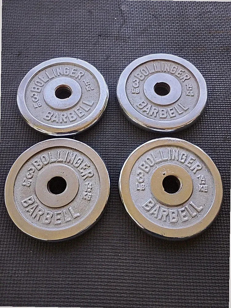 Bollinger Barbell Threaded Dumbell Weights Set of 4 Plates 3lb 1.4kg Each Chrome