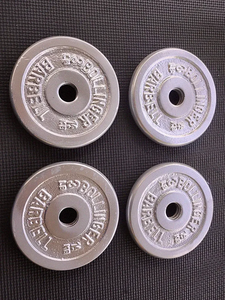 Bollinger Barbell Threaded Dumbell Weights Set of 4 Plates 3lb 1.4kg PAINTED