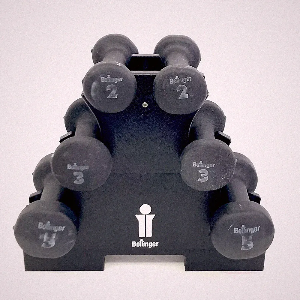 Bollinger Neoprene Dumbbell Black Hand Weights Set of 6 with Rack 20 Lb #8622