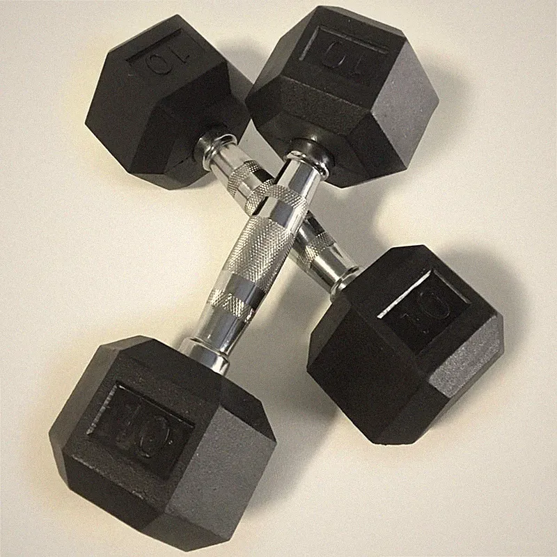 BRAND NEW 10LB PAIR OF RUBBER COATED HEX DUMBBELLS WEIGHTS FOR COMMERCIAL GYM